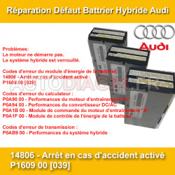 Réparation Batterie Hybride 266V MHEV Audi A8 code défaut 14806 P1609